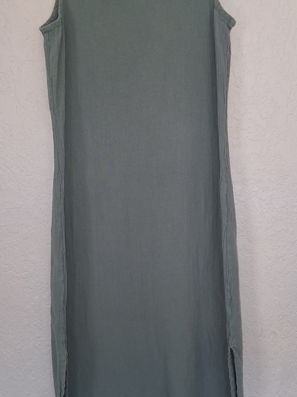 Oh My Gauze Dress Size 1 Sage Green Cotton Gauze Sleeveless Maxi Tank Side Slit